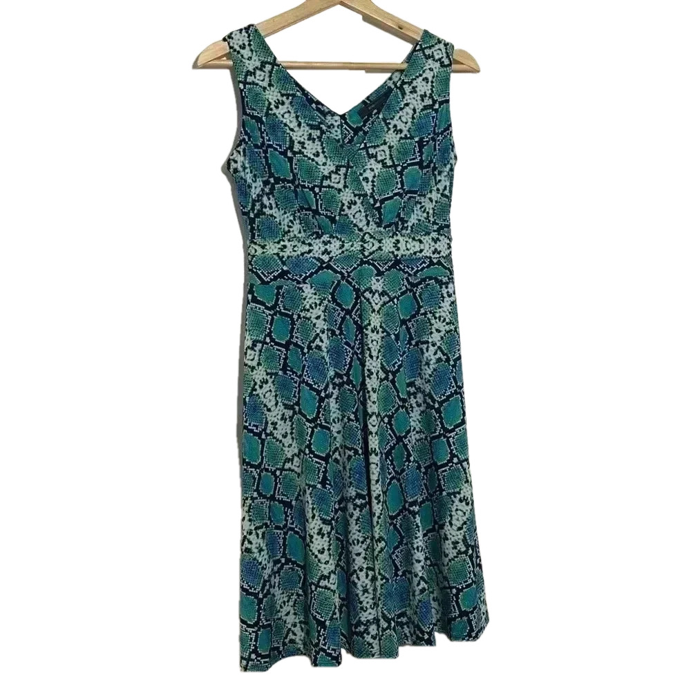 BCBG Maxazria snakeskin  fit and flare midi sleeveless super soft dress size S